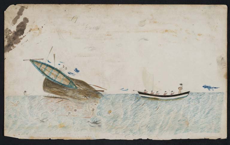 Whaling logbooks are filled with stories of adventure 4 While the logbooks were meant purely as a form of record, some of their writers were more visually expressive, illustrating events like a whale up turning a boat, or the thrill of the pursuit of the giants of the deep.